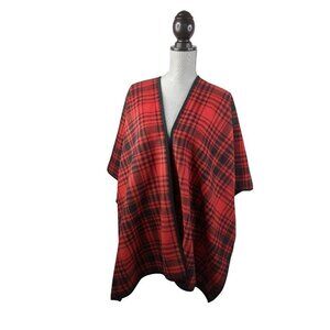 Woolrich Blanket Wrap Womens One‎ Size Reversible Buffalo Plaid Red Black Fleece